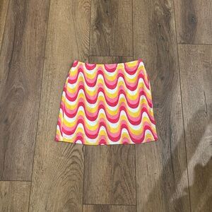 SHEIN Pink and Yellow Wave Mini Skirt